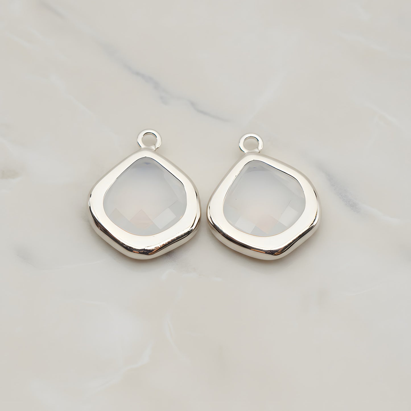 Pear Framed Glass Pendant, 2 Pc (FS.299)