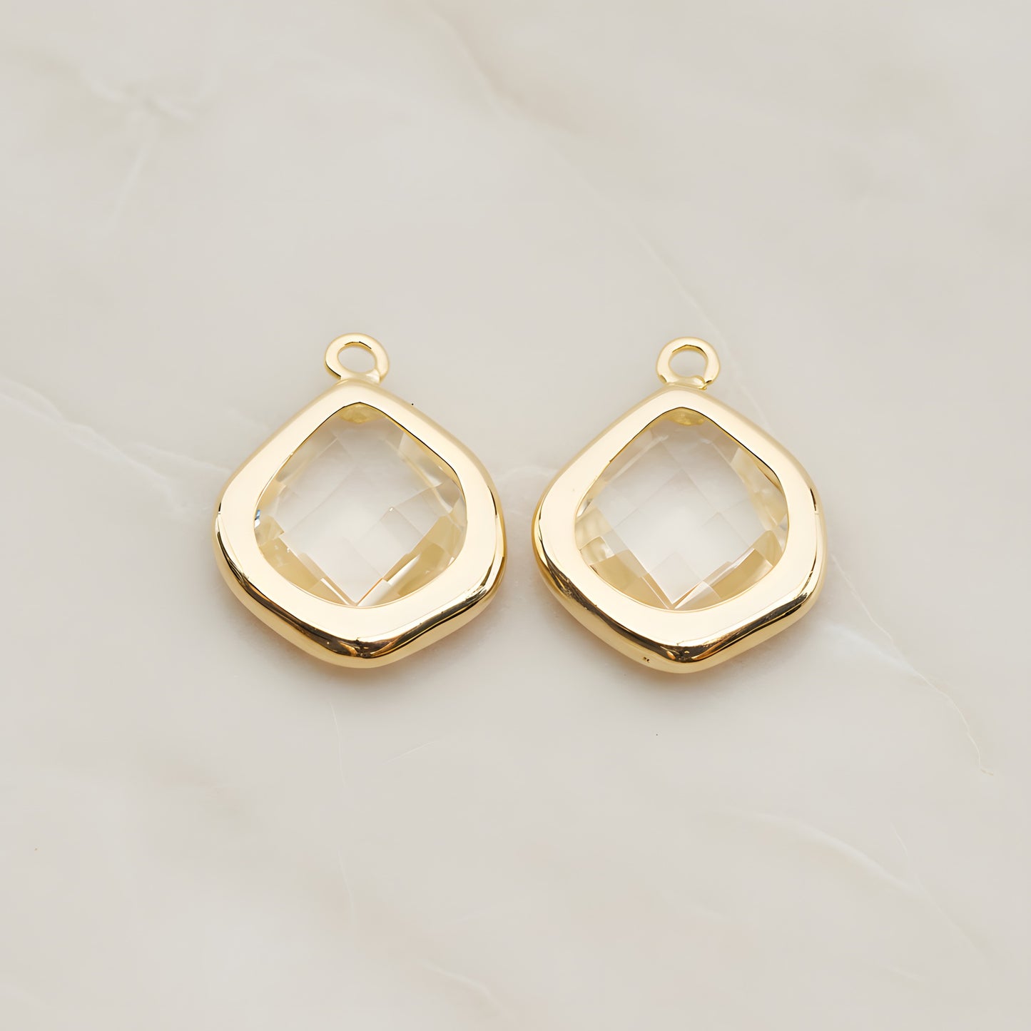 Pear Framed Glass Pendant, 2 Pc (FS.299)