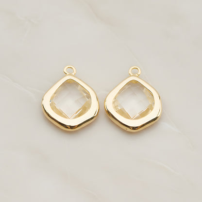 Pear Framed Glass Pendant, 2 Pc (FS.299)