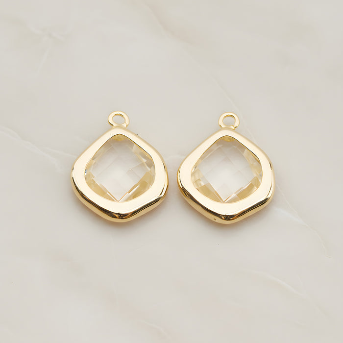 Pear Framed Glass Pendant, 2 Pc (FS.299)