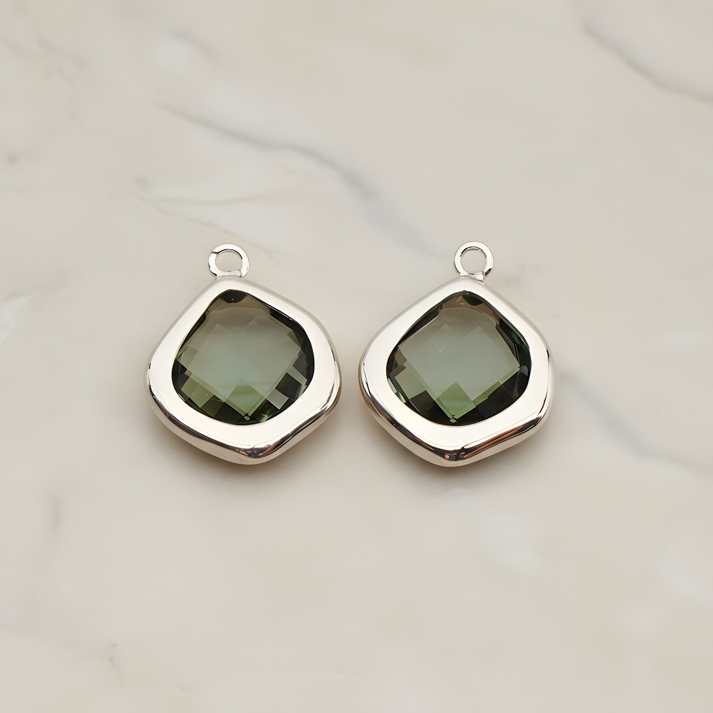 Pear Framed Glass Pendant, 2 Pc (FS.299)