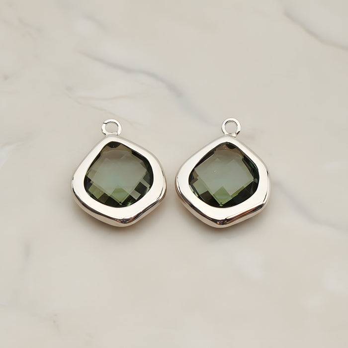 Pear Framed Glass Pendant, 2 Pc (FS.299)