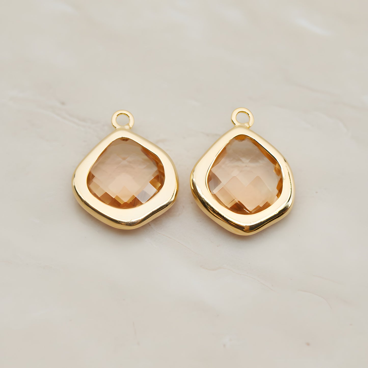 Pear Framed Glass Pendant, 2 Pc (FS.299)