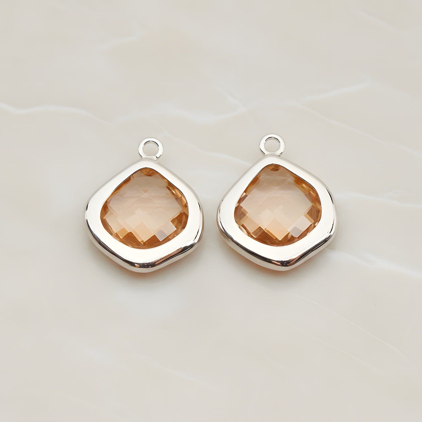 Pear Framed Glass Pendant, 2 Pc (FS.299)