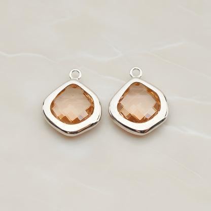 Pear Framed Glass Pendant, 2 Pc (FS.299)