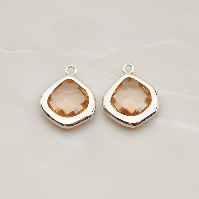 Pear Framed Glass Pendant, 2 Pc (FS.299)