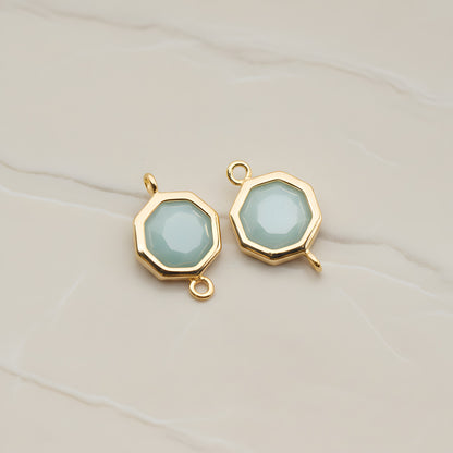 Octagon Framed Glass Connector & Pendant, 2 Pc (FS.335)