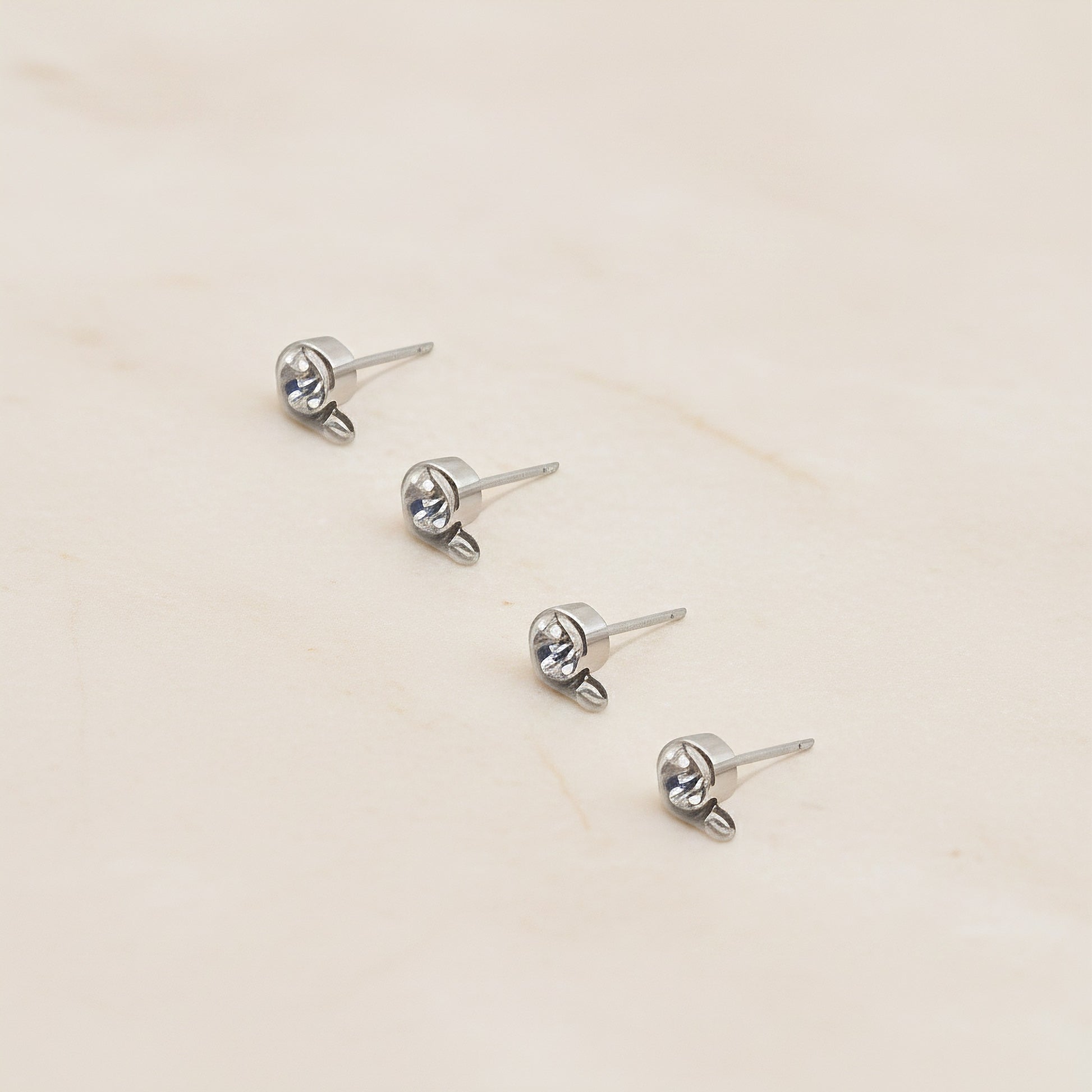 Round CZ Surgical Steel Ear Post with Loop, 2 pc - detail view 1 (SG.608)
