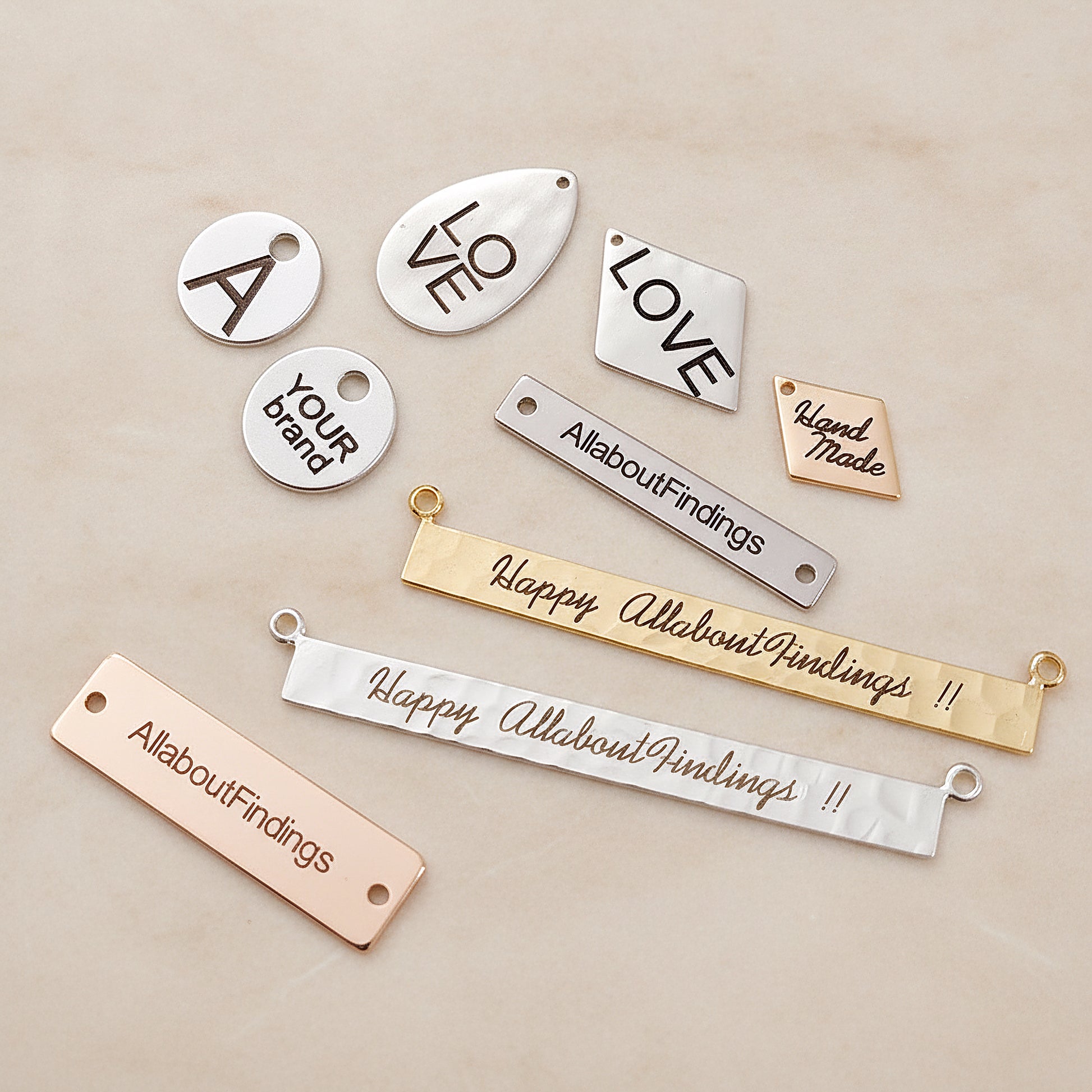 7mm Triangle Metal Bead, 4 Pc - Glossy Gold Black ENGRAVING, Glossy Original Rhodium Black ENGRAVING (BD.947-02)