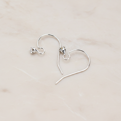 Clear Crystal Cubic Zirconia Setting Simple Ear Wire, 10 Pc - Glossy Original Rhodium (ER.010)