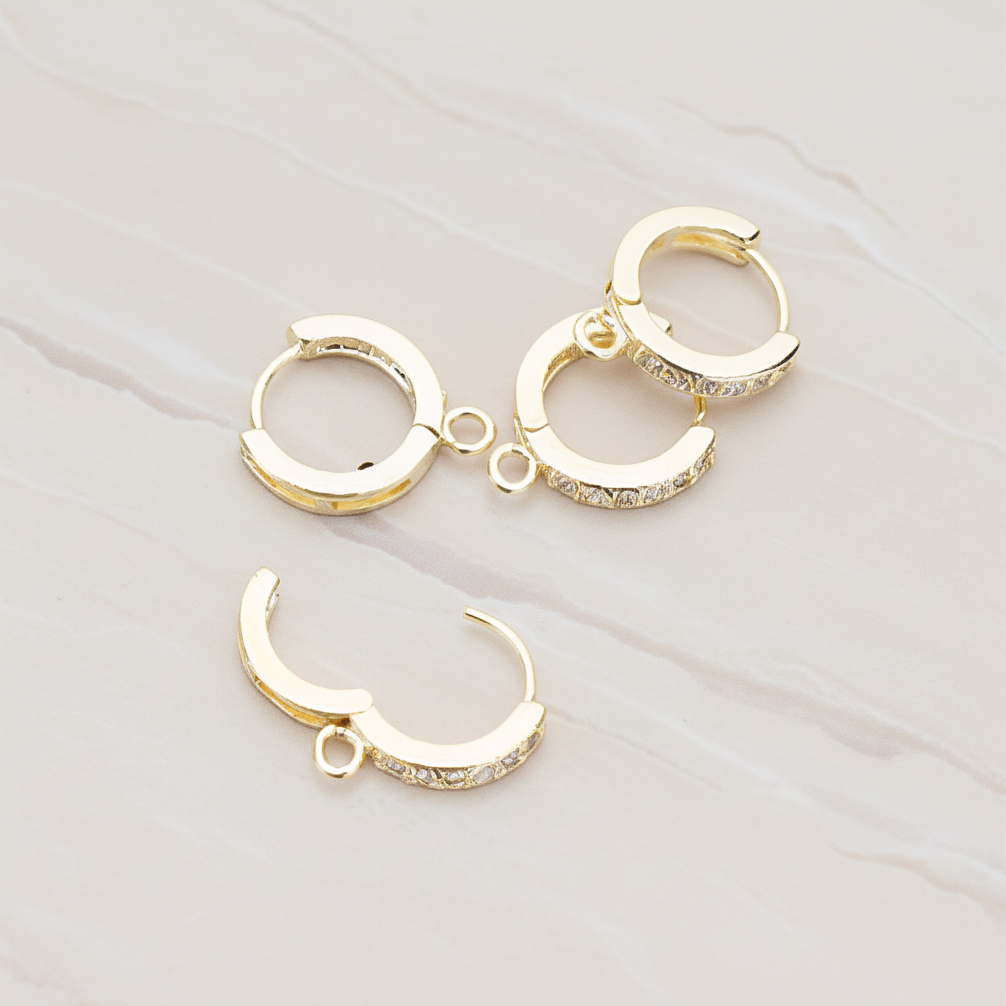 Clear Crystal Cubic Zirconia One-Touch Round Leverback Hoop Ear Post, 2 Pc (ER.022)