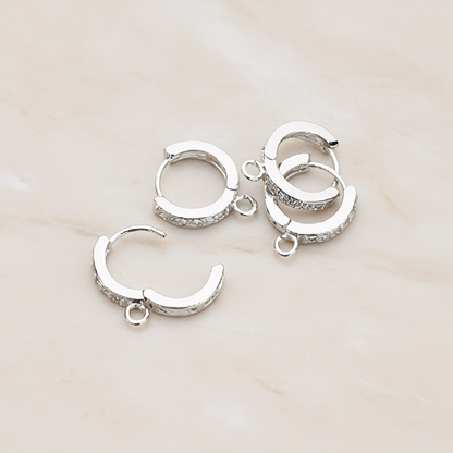 Clear Crystal Cubic Zirconia One-Touch Round Leverback Hoop Ear Post, 2 Pc (ER.022)
