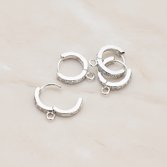 Clear Crystal Cubic Zirconia One-Touch Round Leverback Hoop Ear Post, 2 Pc (ER.022)