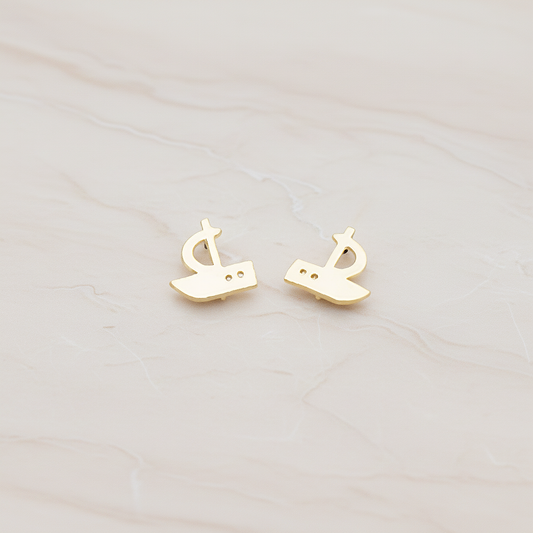 Mini Sailing Boat Ear Post, 2 Pc (ER.027)