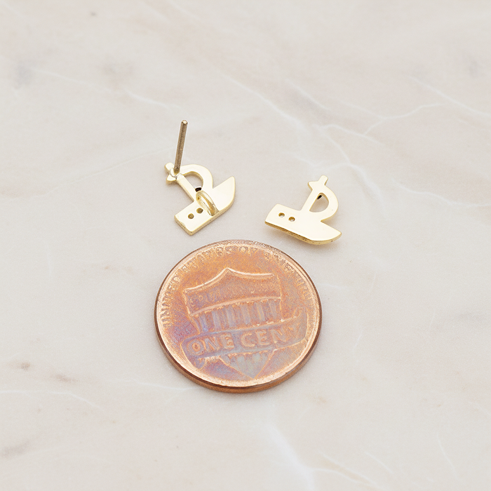 Mini Sailing Boat Ear Post, 2 Pc - detail view 1 (ER.027)