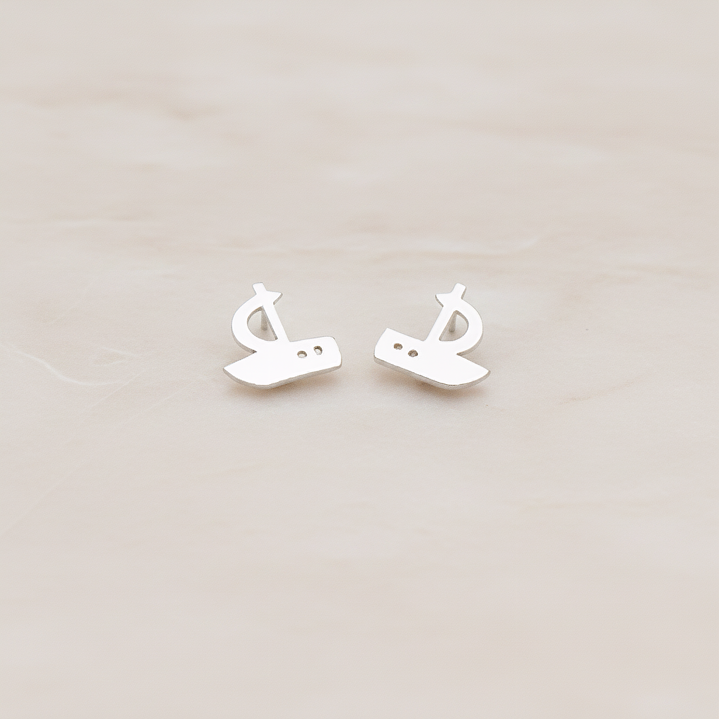 Mini Sailing Boat Ear Post, 2 Pc - Matte Original Rhodium (ER.027)