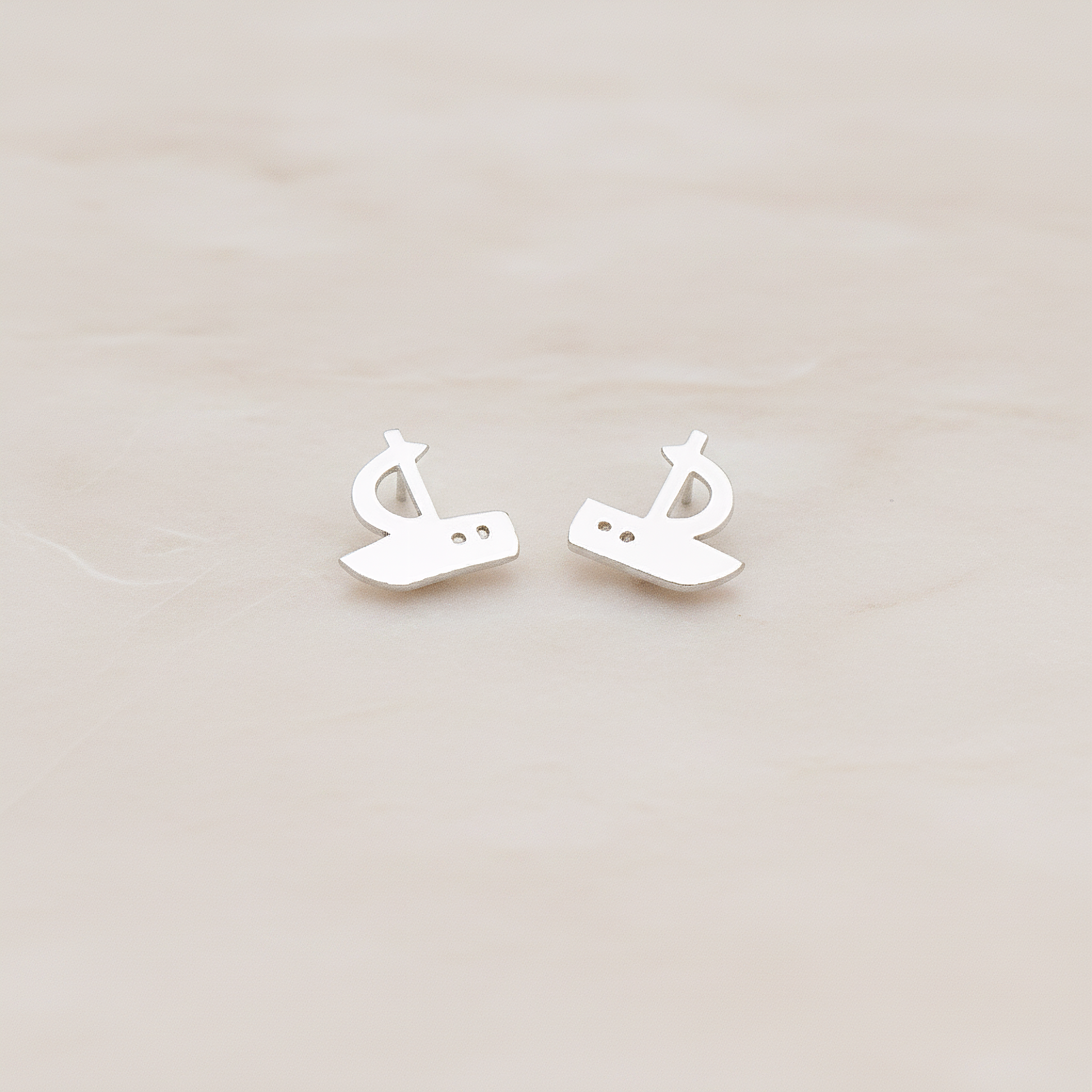 Mini Sailing Boat Ear Post, 2 Pc - Matte Original Rhodium (ER.027)
