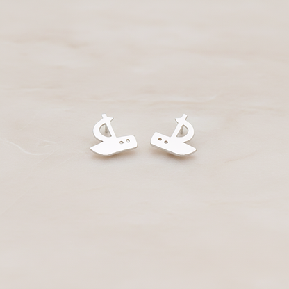 Mini Sailing Boat Ear Post, 2 Pc - Matte Original Rhodium (ER.027)