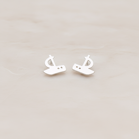 Mini Sailing Boat Ear Post, 2 Pc (ER.027)