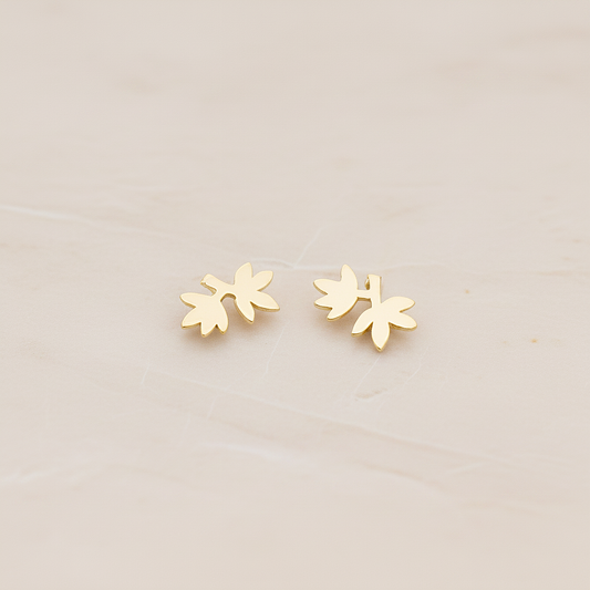 Brushed Palm Tree Leaf Ear Post, 2 Pc (ER.031)