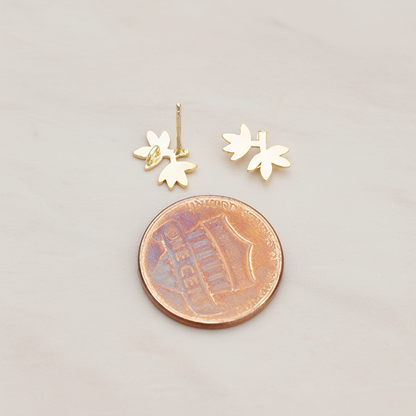 Brushed Palm Tree Leaf Ear Post, 2 Pc - detail view 1 (ER.031)