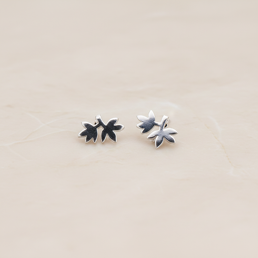Brushed Palm Tree Leaf Ear Post, 2 Pc (ER.031)