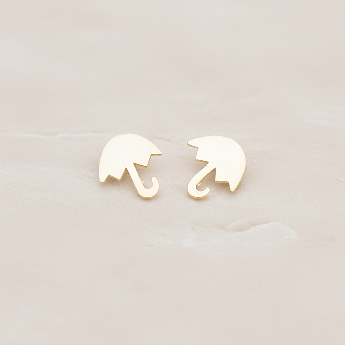 Mini Umbrella Ear Post, 2 Pc - Matte Gold (ER.044)