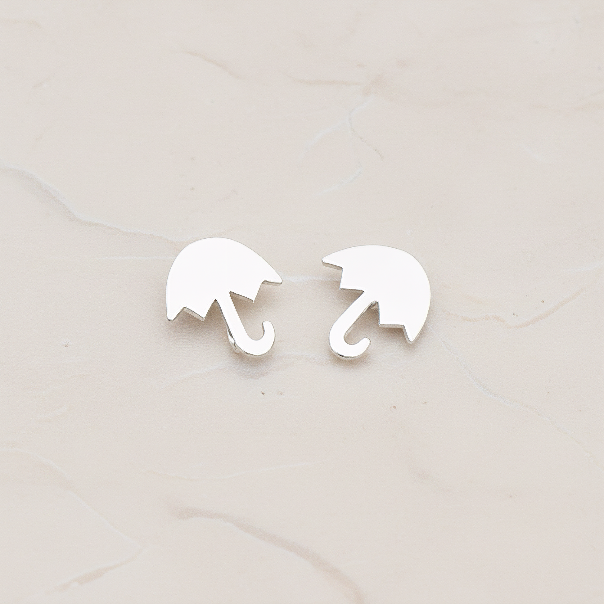 Mini Umbrella Ear Post, 2 Pc - Matte Original Rhodium (ER.044)