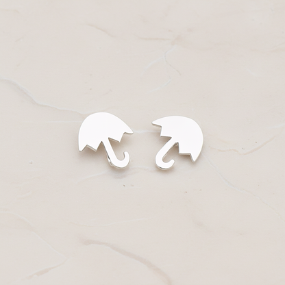 Mini Umbrella Ear Post, 2 Pc - Matte Original Rhodium (ER.044)