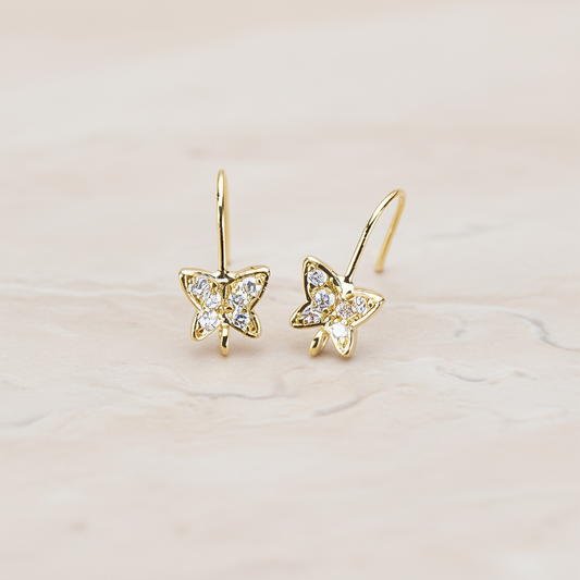 Clear Crystal Cubic Zirconia Setting Butterfly Earwire, 2 Pc (ER.046)