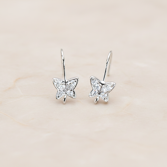 Clear Crystal Cubic Zirconia Setting Butterfly Earwire, 2 Pc (ER.046)