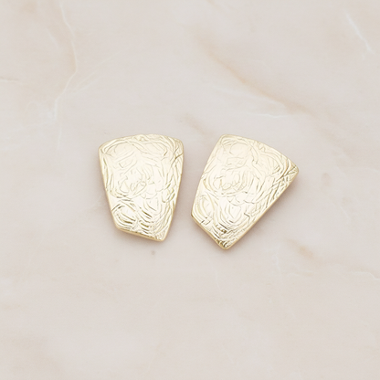 Textured Trapezoid Rectangle Ear Post, 2 Pc - Matte Gold (ER.048)
