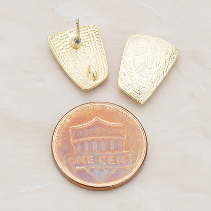 Textured Trapezoid Rectangle Ear Post, 2 Pc - detail view 1 (ER.048)