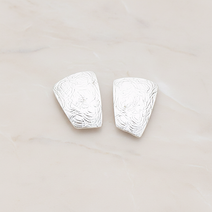 Textured Trapezoid Rectangle Ear Post, 2 Pc - Matte Original Rhodium (ER.048)