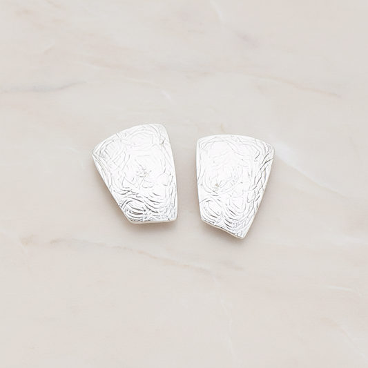 Textured Trapezoid Rectangle Ear Post, 2 Pc (ER.048)