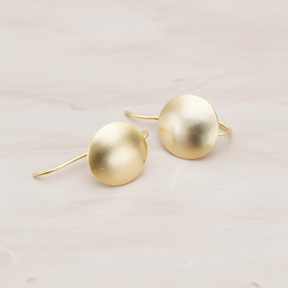 Simple Brushed Button Round Earwire, 2 Pc (ER.051)