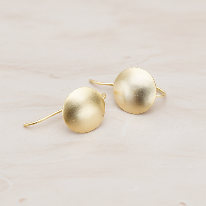 Simple Brushed Button Round Earwire, 2 Pc (ER.051)