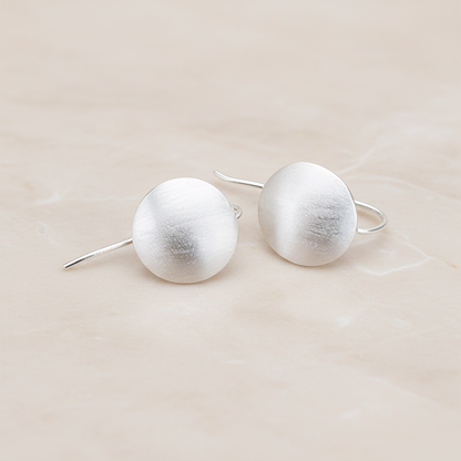 Simple Brushed Button Round Earwire, 2 Pc (ER.051)
