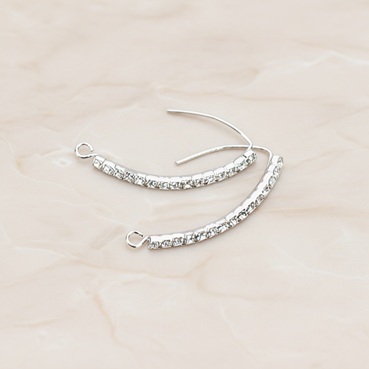 Curved Cubic Zirconia Bar Earwire, 2 Pc (ER.054)