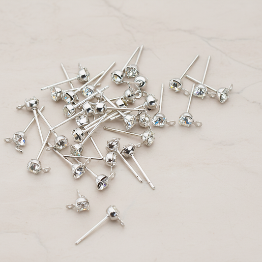 4mm Cubic Zirconia Ear Post, 6 Pc (ER.059)