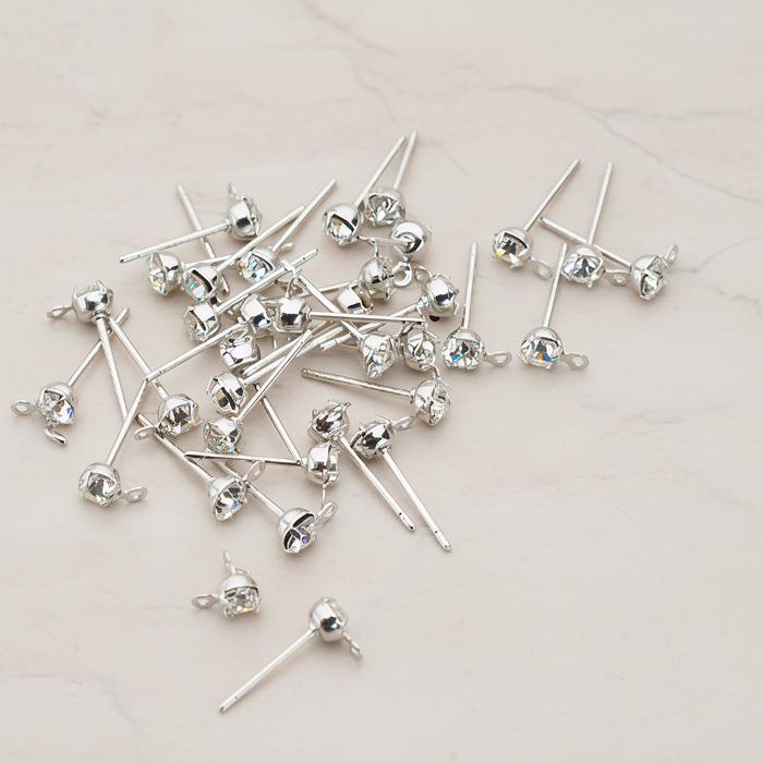4mm Cubic Zirconia Ear Post, 6 Pc (ER.059)