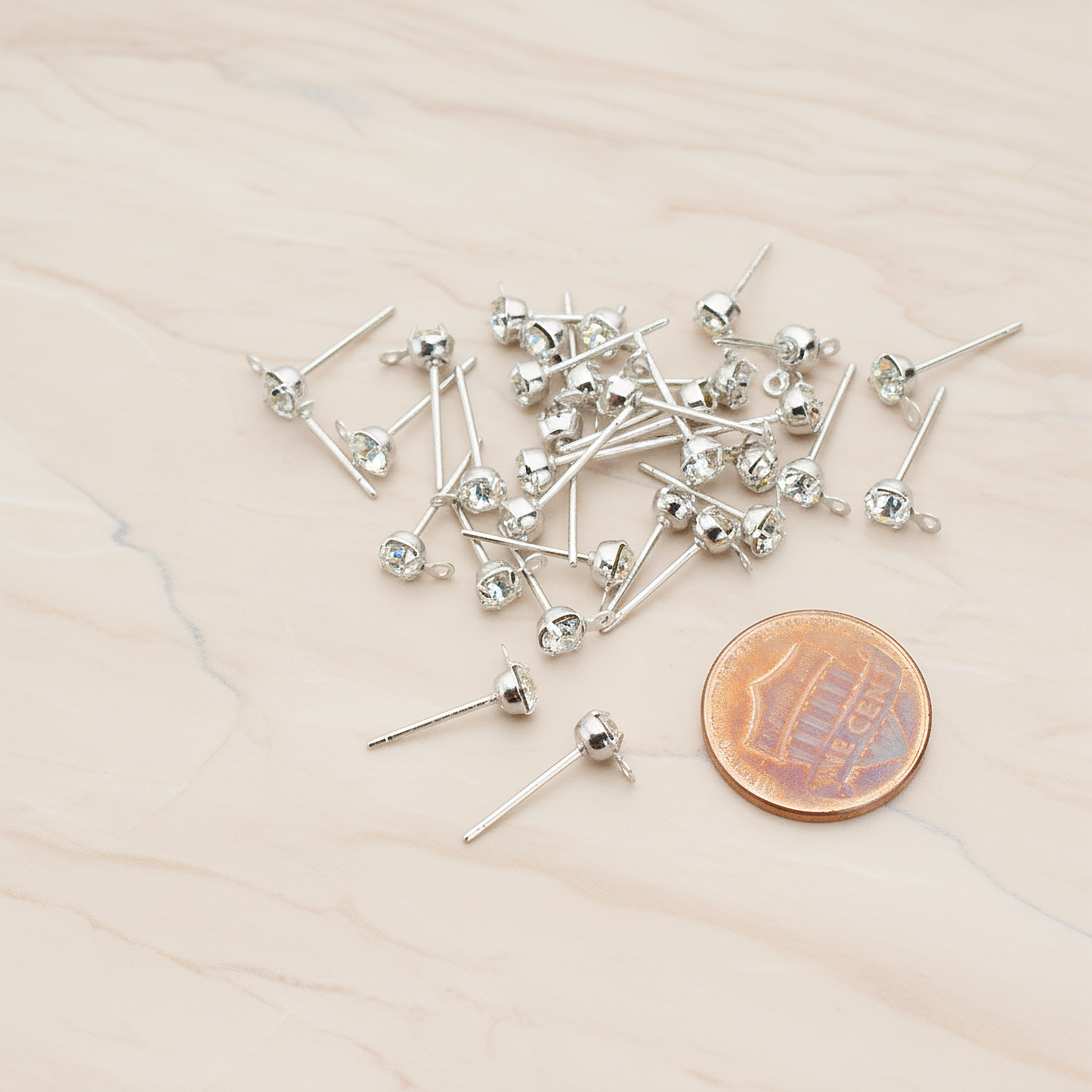 4mm Cubic Zirconia Ear Post, 6 Pc (ER.059)