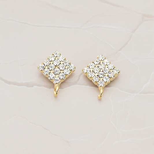 Clear Crystal Cubic Zirconia Setting Diamond Shaped Ear Post, 2 Pc (ER.070)
