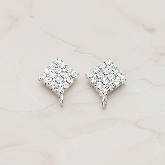 Clear Crystal Cubic Zirconia Setting Diamond Shaped Ear Post, 2 Pc (ER.070)