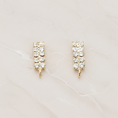 Clear Crystal Cubic Zirconia Rectangle Ear Post, 2 Pc (ER.071)