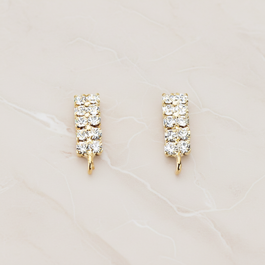 Clear Crystal Cubic Zirconia Rectangle Ear Post, 2 Pc (ER.071)