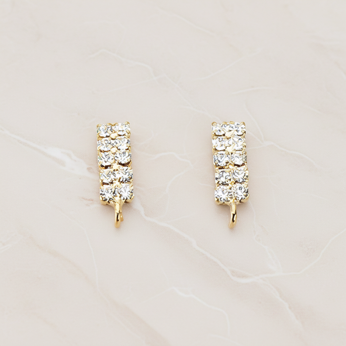 Clear Crystal Cubic Zirconia Rectangle Ear Post, 2 Pc (ER.071)