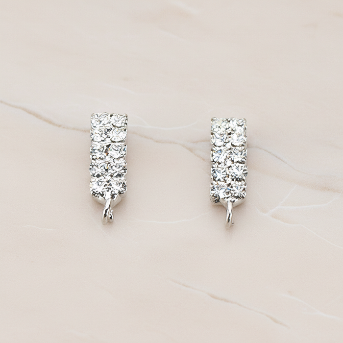 Clear Crystal Cubic Zirconia Rectangle Ear Post, 2 Pc (ER.071)
