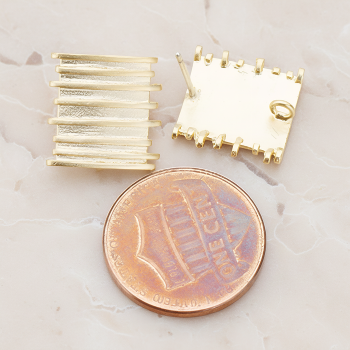 Shield Rectangle Ear Post, 2 Pc (ER.075)
