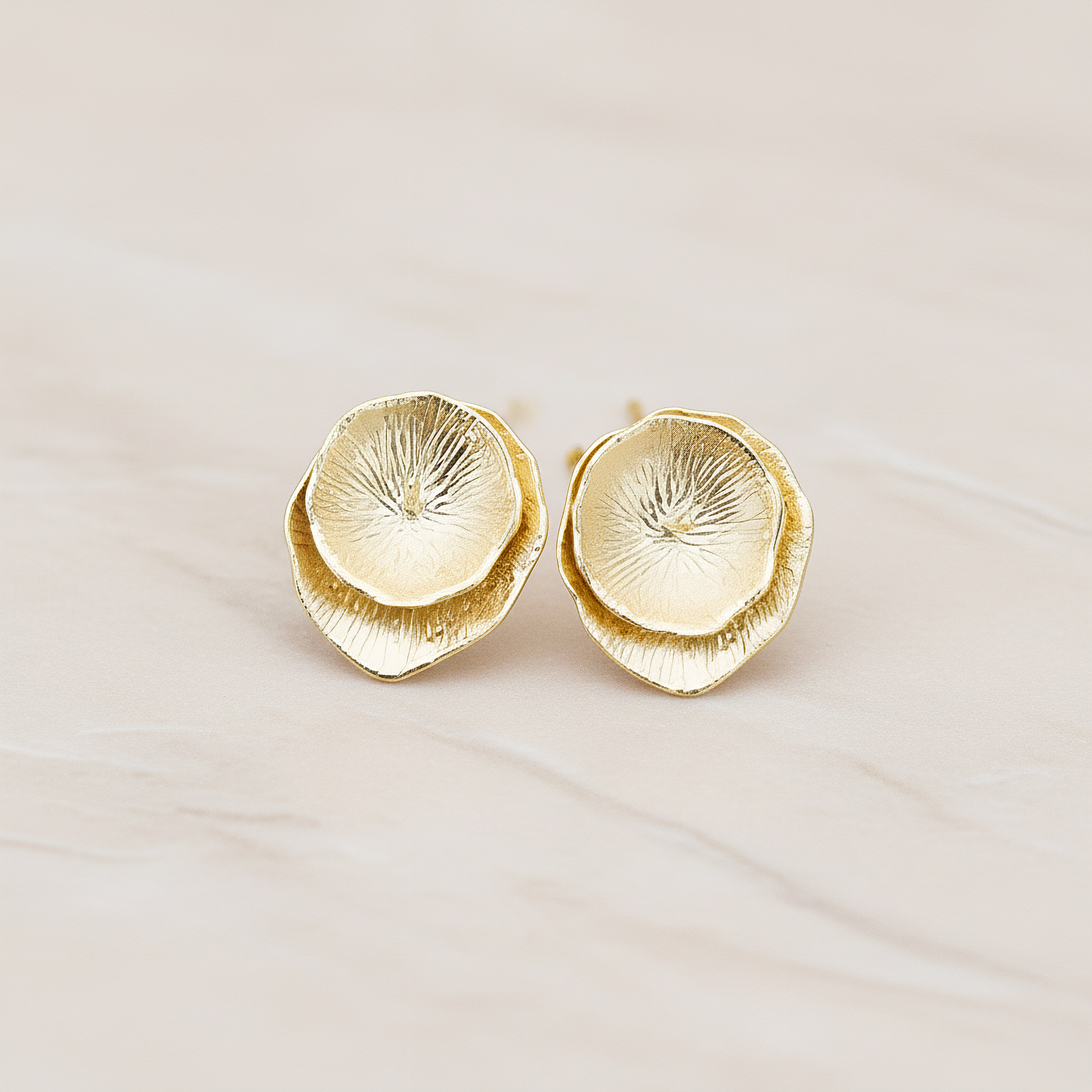 Double Layer Lotus Flower Ear Post, 2 Pc (ER.088)